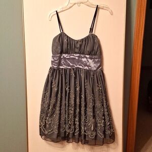 Semi-formal gray beaded dress with straps